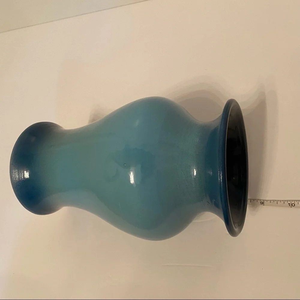 GARY L. WILSON VASE POTTERY BLUE AQUATIC TURTLE SEAHORSE OCEAN ART HOME DECOR
